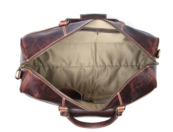 Bolzano Leather Duffle Bag - Walnut Brown - Aaron Leather Goods