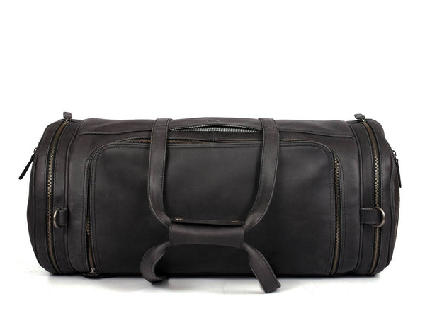 Cordoba Leather Barrel Bag - Raven Black - Aaron Leather Goods