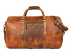 Arezzo Leather Overnight Bag - Caramel Brown - Aaron Leather Goods
