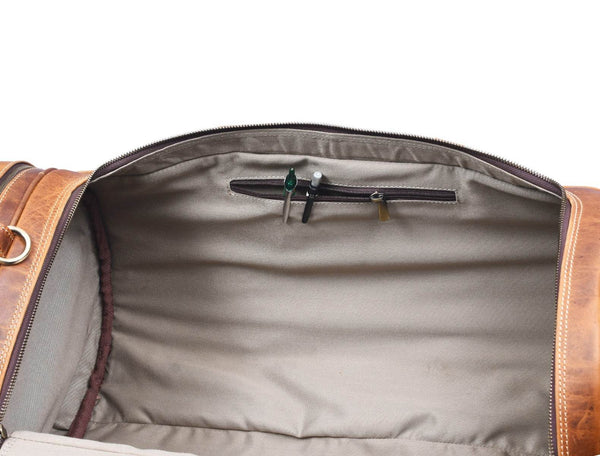 Cordoba Leather Barrel Bag - Caramel Brown - Aaron Leather Goods
