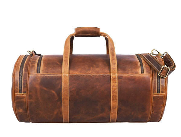 Cordoba Leather Barrel Bag - Caramel Brown - Aaron Leather Goods