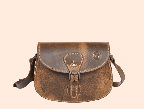 Vintage Brown Leather Crossbody Bag - Aaron Leather Goods