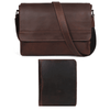 Boulder Leather Messenger Bag & Organizer Combo - Walnut - Aaron Leather Goods