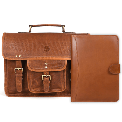 Aaron Leather Goods leather Briefcase & Organizer Combo - Aaron Leather Goods