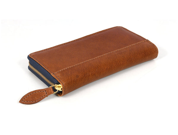 Vintage Full - Grain Leather Zip Wallet | Compact Travel Wallet for Men & Women - Aaron Leather Goods