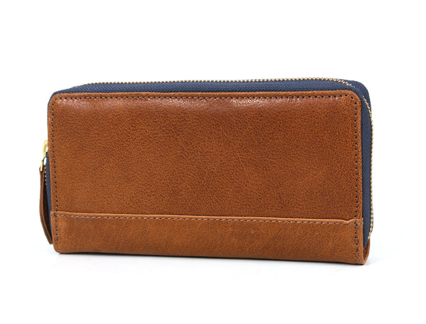 Vintage Full - Grain Leather Zip Wallet | Compact Travel Wallet for Men & Women - Aaron Leather Goods
