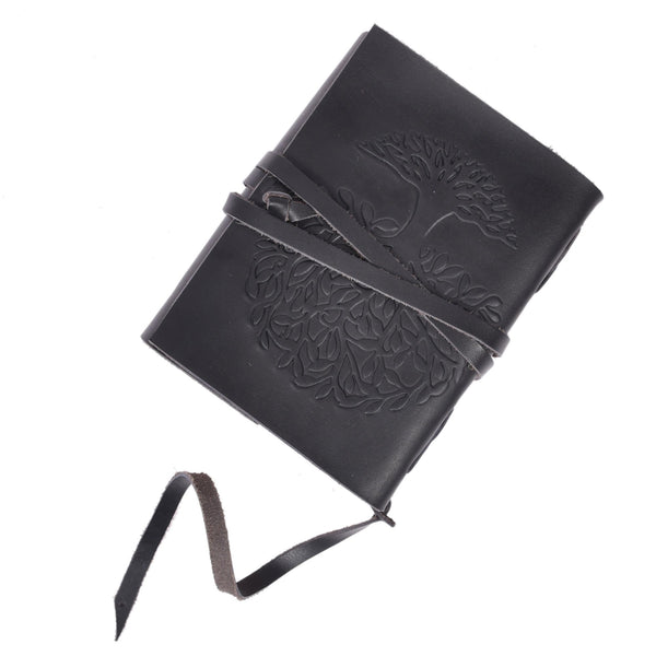 Vintage Leather Journal with Tree of Life | Handmade Rustic Diary - Aaron Leather Goods Inc