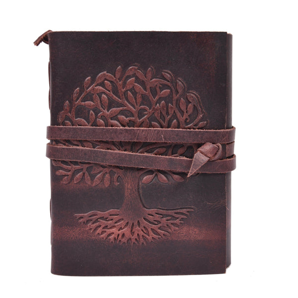 Vintage Leather Journal with Tree of Life | Handmade Rustic Diary - Aaron Leather Goods Inc