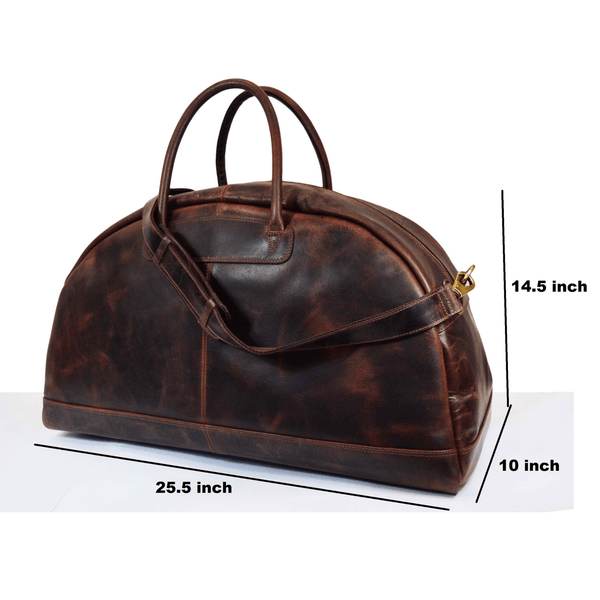 Vintage Leather Weekender Duffel Bag – Large Handmade Travel Bag for Men & Women - Aaron Leather Goods Inc