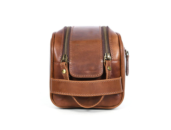 Omaha Leather Toiletry Bag - Hickory Brown - Aaron Leather Goods