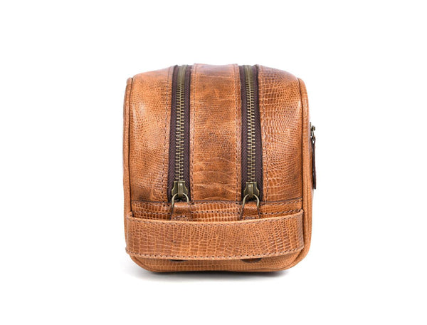 Tampa Leather Toiletry Bag - Copper Brown - Aaron Leather Goods