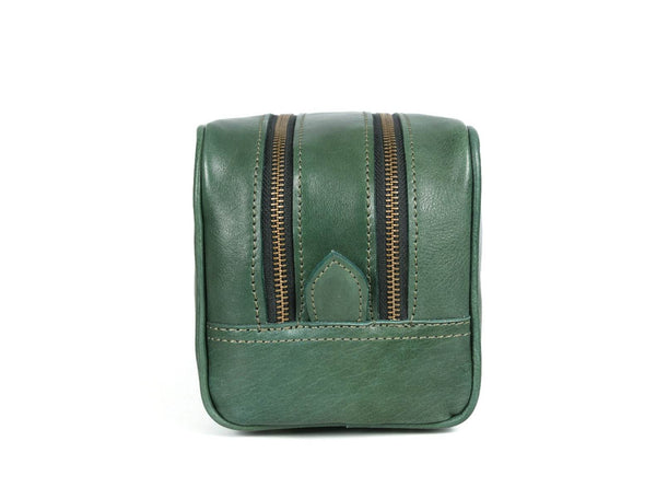 Tampa Leather Toiletry Bag - Fossil Green - Aaron Leather Goods