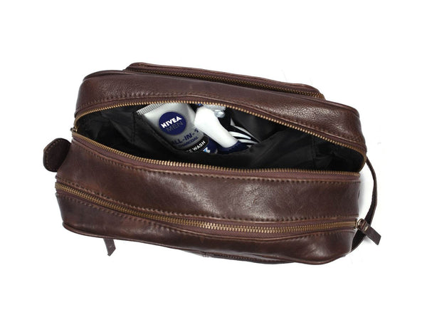 Artisan Walnut Leather Toiletry Bag - Aaron Leather Goods