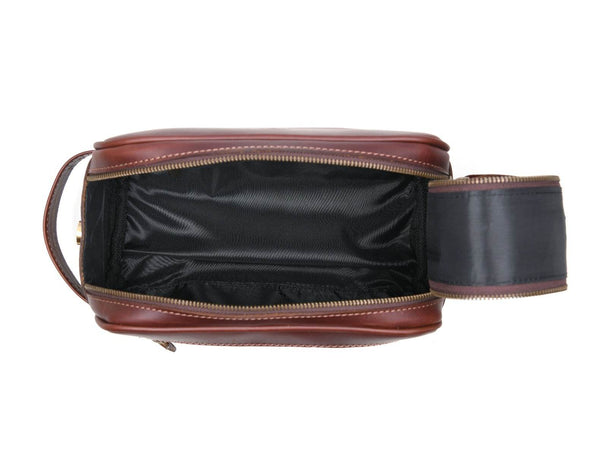 Omaha Leather Toiletry Bag - Pecan Brown - Aaron Leather Goods