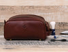 Omaha Leather Toiletry Bag - Pecan Brown - Aaron Leather Goods