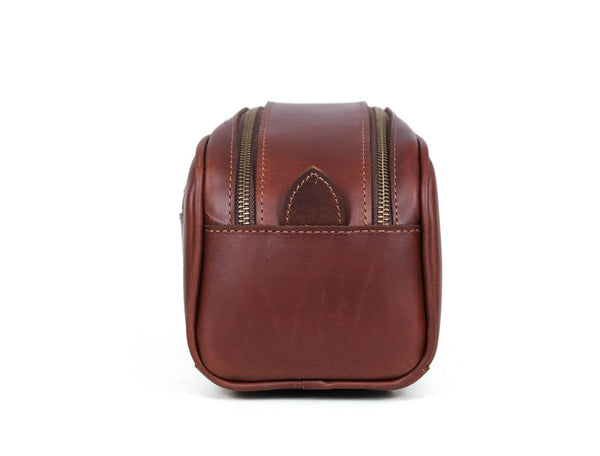 Omaha Leather Toiletry Bag - Pecan Brown - Aaron Leather Goods