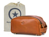 Omaha Leather Toiletry Bag - Cinnamon Brown - Aaron Leather Goods