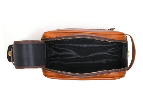 Omaha Leather Toiletry Bag - Cinnamon Brown - Aaron Leather Goods