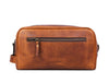 Tampa Leather Toiletry Bag - Caramel Brown - Aaron Leather Goods