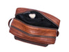 Barcelona Leather Toiletry Bag - Caramel Brown - Aaron Leather Goods
