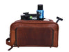 Barcelona Leather Toiletry Bag - Caramel Brown - Aaron Leather Goods