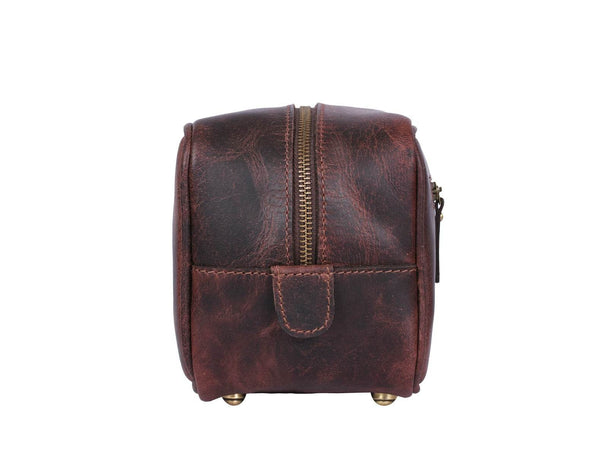 Vacone Leather Toiletry Bag - Walnut Brown - Aaron Leather Goods