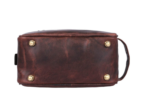 Vacone Leather Toiletry Bag - Walnut Brown - Aaron Leather Goods