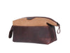 Valencia Canvas Leather Toiletry Bag - Coffee - Aaron Leather Goods