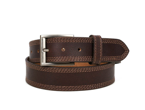 Harrison Leather Belt - Dark Brown - Aaron Leather Goods