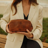Omaha Leather Toiletry Bag - Copper Brown - Aaron Leather Goods