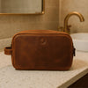 Vacone Leather Toiletry Bag - Caramel Brown - Aaron Leather Goods
