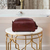 Omaha Leather Toiletry Bag - Pecan Brown - Aaron Leather Goods
