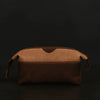 Valencia Canvas Leather Toiletry Bag - Coffee - Aaron Leather Goods