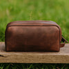 Tampa Leather Toiletry Bag - Walnut Brown - Aaron Leather Goods