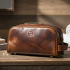 Omaha Leather Toiletry Bag - Hickory Brown - Aaron Leather Goods