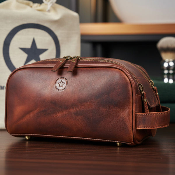 Omaha Leather Toiletry Bag - CFG - Aaron Leather Goods