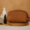 Ample Glide Quilted Leather Toiletry Bag - Caramel - Aaron Leather Goods